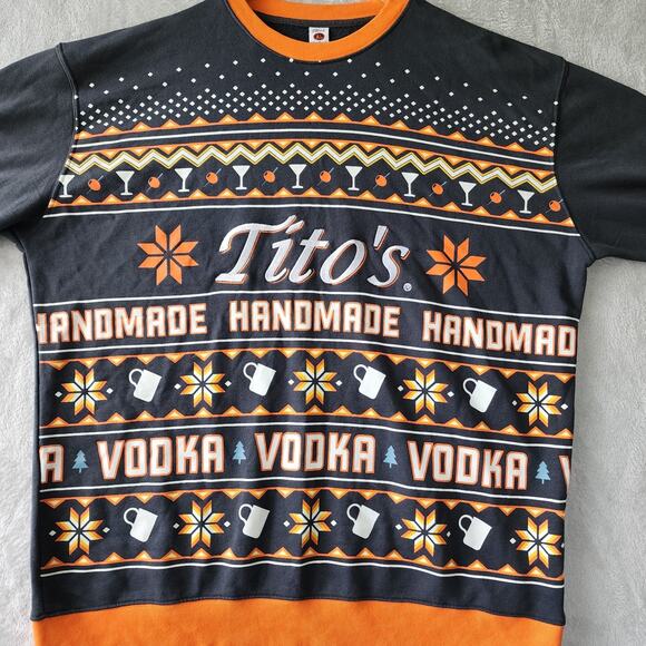 Titos Vodka Sweater Mens 2XL Holiday Fair Isle Handmade Martini Moscow Mule XXL - Picture 1 of 9